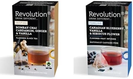Revolution レボリューション ブラック チャイ スパイスティー カルダモン、 + フルーツティー ブルーベリー、 セット