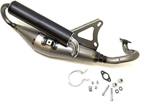 Sport Exhaust with E-mark Suitable for CPI Aragon Hussar Oliver Keeway RY6 RY8 Matrix Generic Spin Explorer Rivero GP Sachs Speedjet - Tuning Exhaust 50 cc Black Anodised