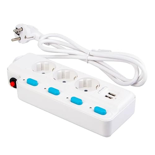 Rt-05 Thermal Current Protected 2500W 10 Amp 3-Piece Socket 1.5 Meter Extension Cable Multiple Socket 2 Usb Child Protected