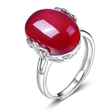 925 Sterling Silver Red Crystal Stone Ring