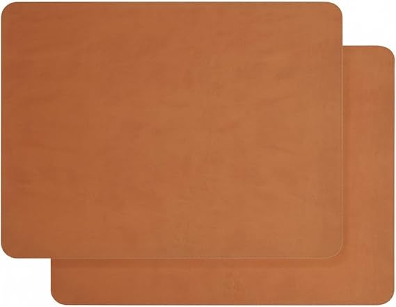 Orret Home 2 Adet Amerikan Servis – 44x35 cm Taba Renk Suni Deri Masa Altlığı, Su Geçirmez, Kaymaz, Isıya Dayanıklı Şık Sofra ve Masa Koruyucu Placemat Seti