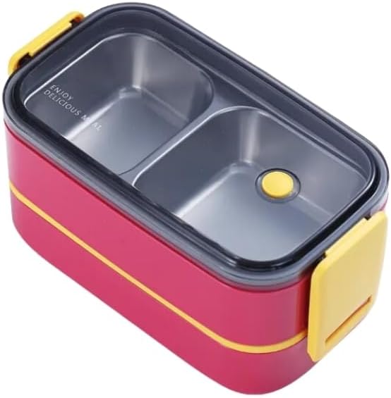 Horly İki Katlı Paslanmaz Çelik Kolay Kilitlenir Sefer Tası (Lunch Box) - 1400 Ml. (Kırmızı)