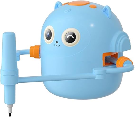 Drawing Robot for Kids, Interactive Painting Robot with 100 Cards and Voice Engagement Drawbot Desk Robot Toy for Kids Education Children Painting Learning(Blue)