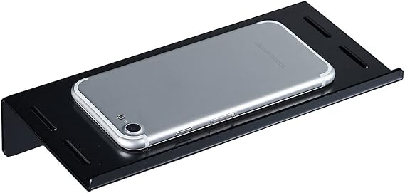 Hallyware Banyo Küçük Cep Telefonu Rafı Paslanmaz Çelik Kaymaz Telefon Tutucu Standı Duvara Monte Küçük Hoparlör Akıllı Telefon Bebek Mendilleri için, Mat Siyah