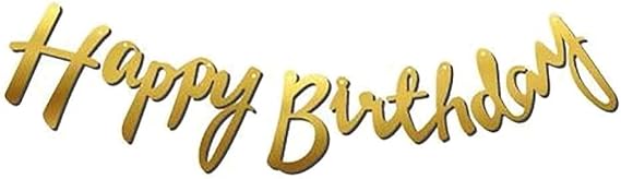 Patladı Gitti Kaligrafi Happy Birthday Gold Banner Doğum Günü Süsü
