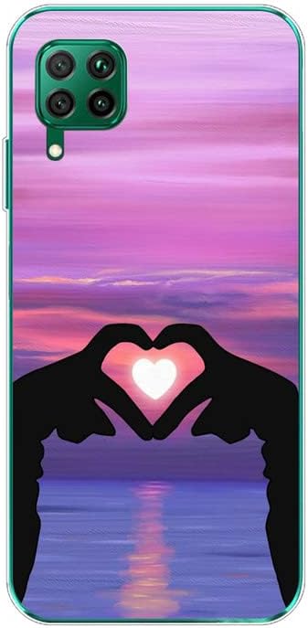 Case compatible with Huawei nova 7i/nova 6 SE,Shockproof Slim Thin Silicone Protective Anti-Fingerprint Anti-Scratch Anti-Fall phone cover - love sky sunset glow lovers