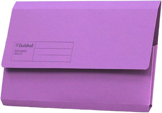 Exacompta Guildhall Document Wallets, 285 gsm, Foolscap - Violet, Pack of 50