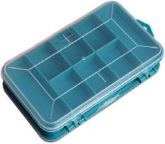 Double Side Tool Storage Box, 13 Compartments Transparent Small Parts Organizer Box, Portable Hardware Storage Case for Screws, Nuts, Nails (Green)