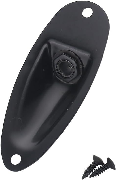 Black Guitar Input Jack Socket Plate Output Loaded Boat Style 1/4 Inch Guitar Jack Plate with Screws for Strat Fender Style Electric Guitar Parts
