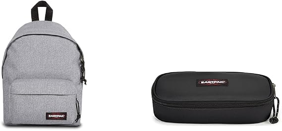 EASTPAK ORBIT XS Mini Backpack, 10 L - Sunday Grey (Grey) OVAL SINGLE Pencil Case, 5 x 22 x 9 cm - Black (Black)