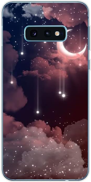 Case compatible with Samsung Galaxy S10e,Shockproof Slim Thin Silicone Protective Anti-Fingerprint Anti-Scratch Anti-Fall phone cover - Stars moon clouds sky