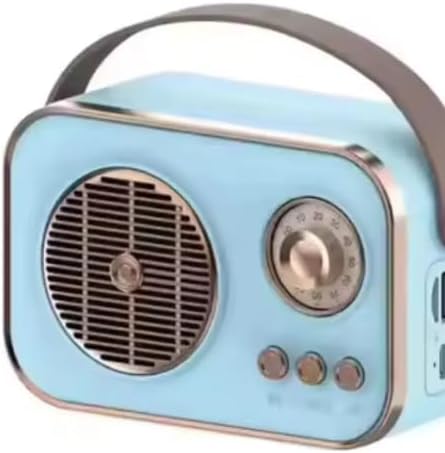 Vintage Bluetooth Kablosuz Hoparlör | 10W RMS Yüksek Ses | C Tipi Şarjlı Retro Tasarım, 8H Pil Yedekleme, USB ve AUX Girişi, Taşınabilir Ev ve Dış Mekan Hoparlörü (Mavi)