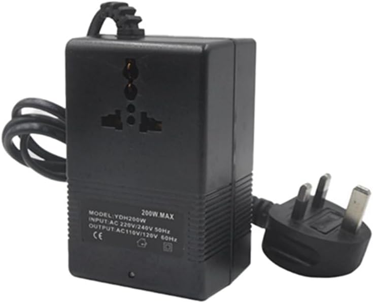 Comphic 200W Voltage Converter 220V to 110V Transformer Down Transformer Voltage Converter Travel Adapter Easy to Use UK Plug