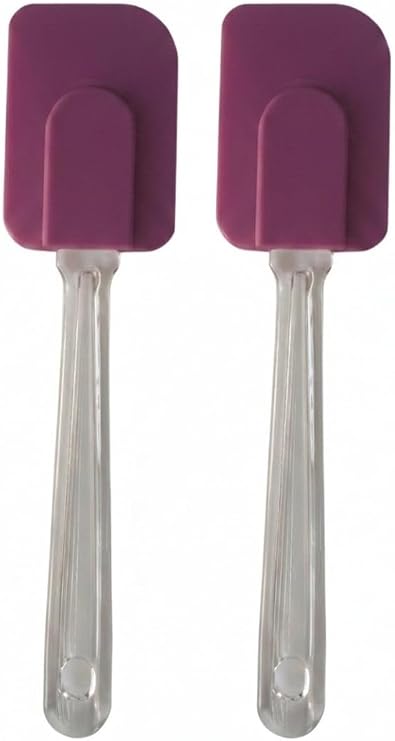Silikon Spatula, Mutfak Kullanımı İçin Şeffaf Saplı Askılı (2, Mor)