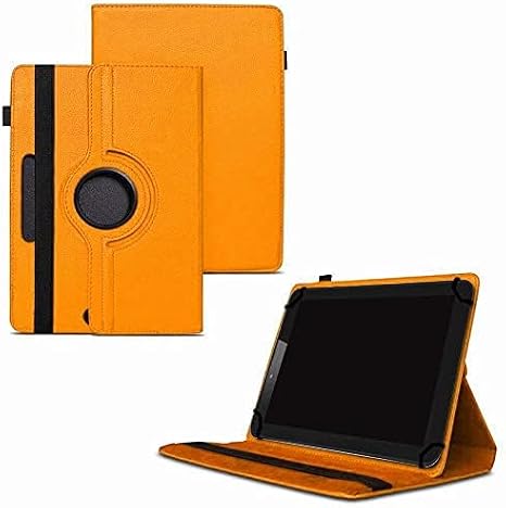 Universal 7 Inch Tablet Case - Premium PU Leather 360 Degree Rotating Stand Folio Wallet Cover Android Tablets, Smooth Interior Fit for Kindle eReader Fire Lenovo/Sony E-Book (Orange)