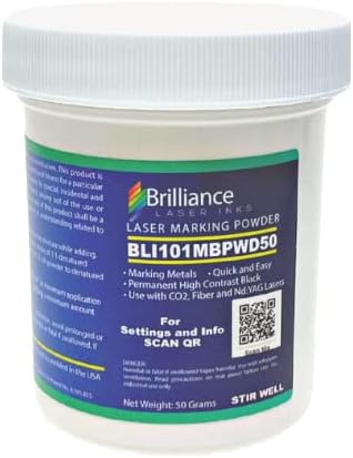 Brilliance レーザーインク 50グラム ブラックメタルマーキングパウダー フォームブラシ付き | ファイバー、YAG、CO2レーザー彫刻用永久耐久性高コントラストレーザー彫刻アクセサリー BLI101MBPWD50