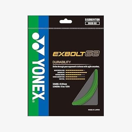 YONEX EXBOLT 68 Badminton String, Gauge 0.68mm Length 10m/33feet, High Power & Durable Choice of Colors