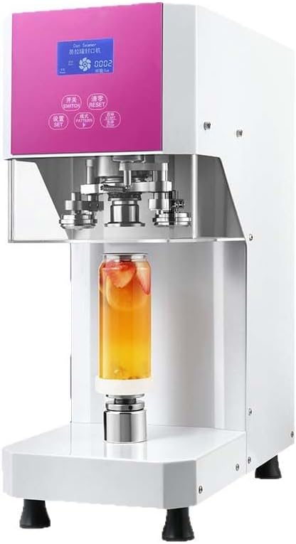 Can Sealing Machine - Commercial Can Seamer with Digital Counter, Auto-Lift, 370W Motor, Non-Rotating Seal, One-Touch Emergency Stop for Aluminum and Plastic Cans