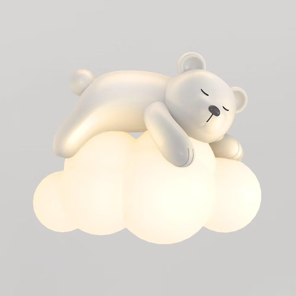 Sleeping Bear Cloud Wall Light Cute Cartoon Cloud Wall Lamp Wall Lighting Fixture Decorative Wall Light Lampshade Children's Room Wall Lamp for Bedroom, Living Room, Corridor