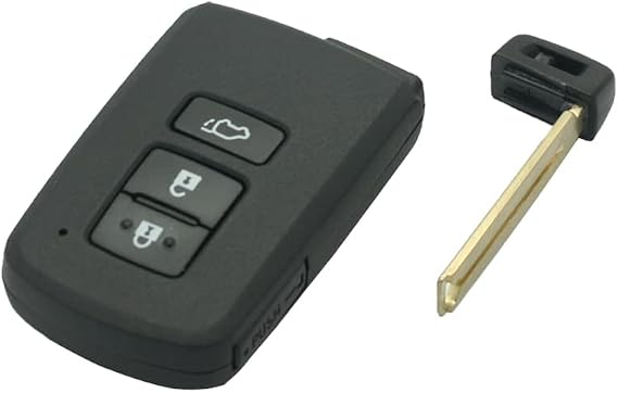 Replacement Key Shell + Uncut Blank Emergency Insert Key Compatible with TOYOTA RAV4 Highlander Harrier SUV 3 Button Smart Keyless Entry Remote Key Case Fob PG429E