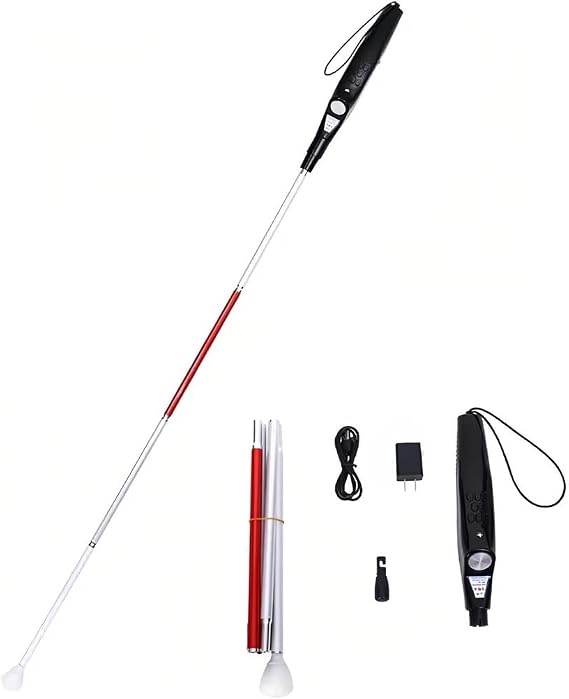 Electronic Blind Cane with Intelligent Obstacle Avoidance, Folding Walking Stick for Mobility and Safety