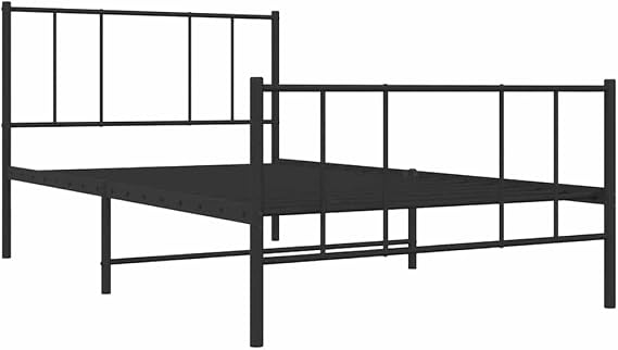 vidaXL Metal Bed Frame without Mattress with Footboard Black 90x190cm