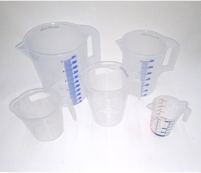 5li Set Şeffaf Kırılmayan Plastikten Kulplu Sürahi Tipi Ölçek Kapları Çok Amaçlı Dereceli Ölççü Kabı