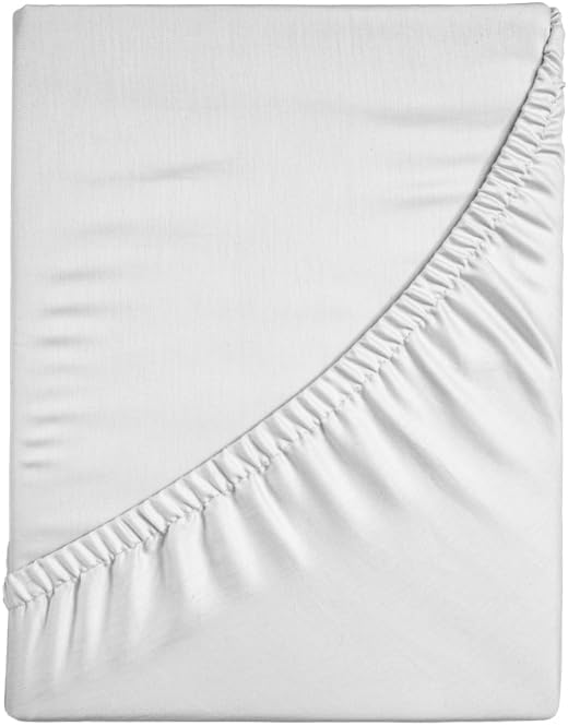 Zer0bed, Fitted Sheet with Corners, Plain Colour, 100% Cotton, 30 cm Maxi Angle, 1 and a Quarter, White, 130 x 200 cm