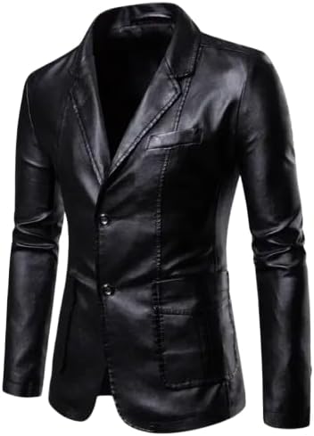 Erkek Deri Blazer Ceket, Slim Fit, Kuzu Derisi, İki Düğmeli, Çok Cepli