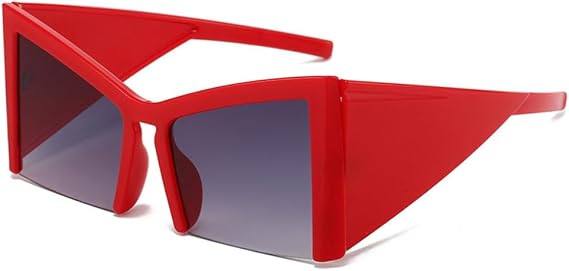 Ladies Oversized Cat Eye Sunglasses Retro Wide Legs Half Rimless Gradient UV400