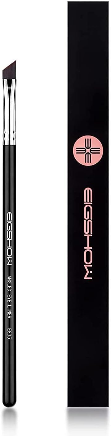 EIGSHOW Fine Angle Eyeliner Brush Precision Gel Eyeliner Brush PRO Slant Flat Angle Ultra Thin Cruelty Free Synthetic Bristles (Black)
