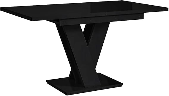MEBLINI Extendable Dining Table – Dining Room Table Modern – Kitchen Table – Column Table – Extendable Table – Dining Room Tables – 120-160 x 80 x 75 cm – MASIV – High Gloss Black