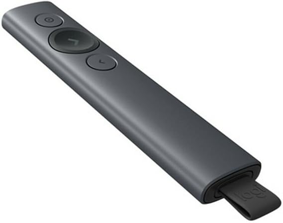 Logitech Spotlight Presentation Remote - Advanced Digital Highlighting with Bluetooth, Universal Presenter Clicker, 30M Range and Quick Charging – Grey