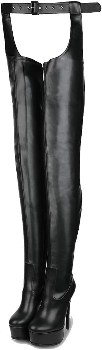 Only maker Overknees Chap Boots Plateau Stiletto Stiefel mit Gürtel Reißverschluss