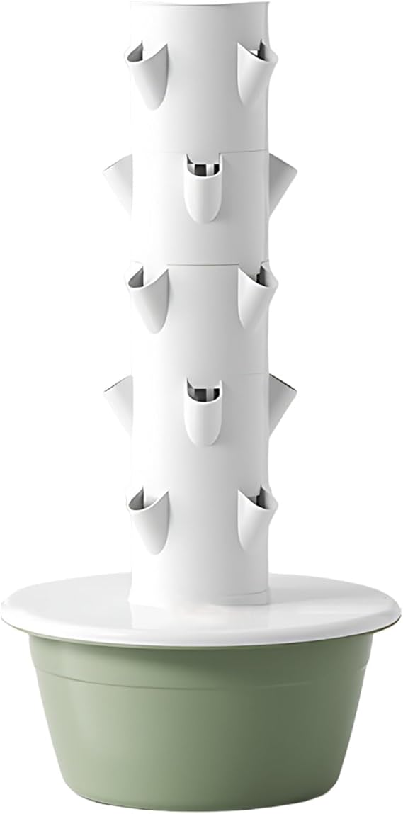 VZXATYOP Hydroponic Tower Garden System – 5-Layer Vertical Indoor Herb Garden With Auto Water Recycling & 20/28/36 Plant Pods For Home Growing(Green)
