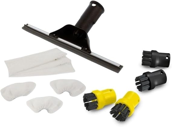 Karcher SC Serisi ile Uyumlu Aksesuar Seti, Cam Silme Aparatı, Mikrofiber Bez, Mini Fırça Seti