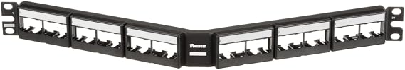 Panduit CPPLA24WBLY Angled 24-Port Patch Panel, Black