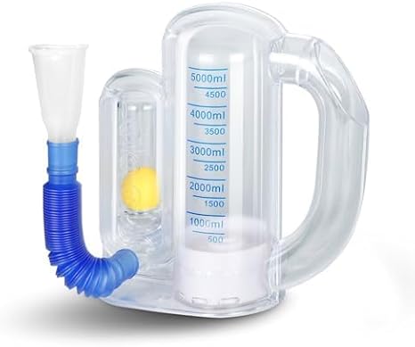 Incentive Spirometer, Breathing Exercise Device for Lungs, 5000ml Capacity for Deep Inhalation, Durable Medical-Grade PC Material Airflow Indicator for Steady Inhalation Practice