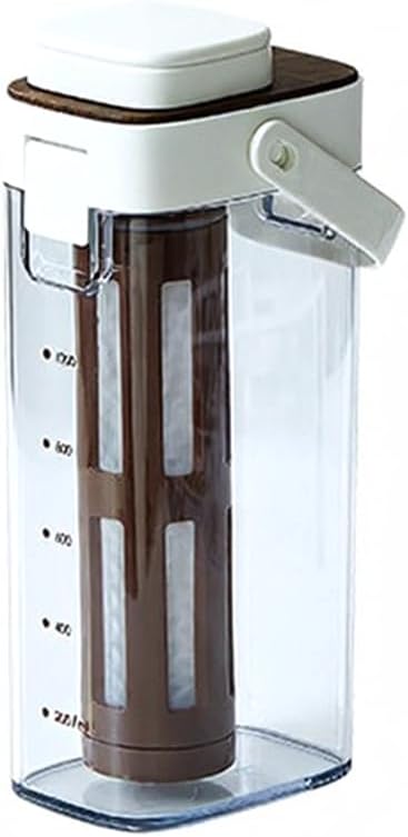 Cold Brew Coffee Maker Portable Iced Tea Brewer With Removable Mesh Filter Dishwasher Safe Compact Design For Home Office Travel White Grey 12.5x8.6x25.7cm(White)
