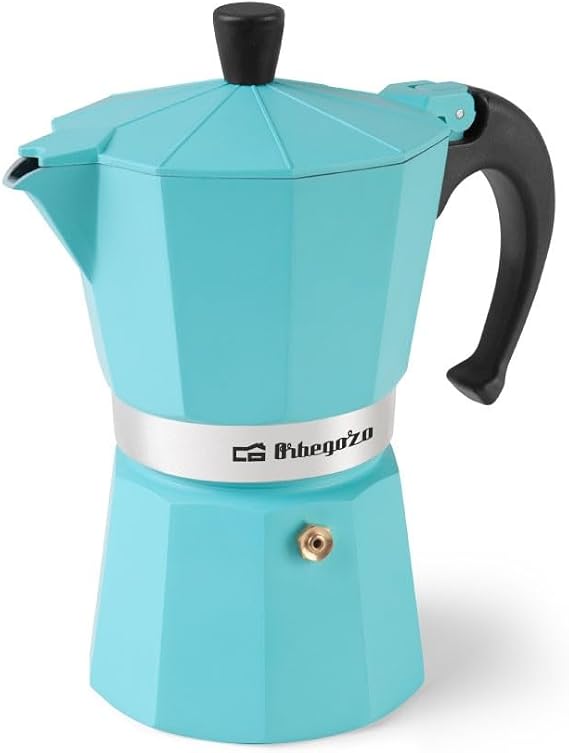 Orbegozo Italian Coffee Maker KFV 645 A 6 Cups Ergonomic Handle Safety Valve Suitable for Electric Gas and Ceramic Cookers Easy Cleaning