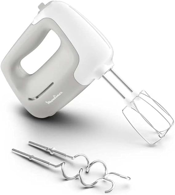 Moulinex PrepMix HM450B Stand Mixer and Kneader, 450W, 5 Speed, 2 Rods, 2 Dough Hooks, Versatile Stainless Steel Hand Blender, Dishwasher Safe Accessories [Energy Class A]