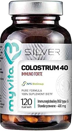 Colostrum 40 Immuno Forte IG Type G standardized 400mg 120 Capsules MyVita Silver Pure
