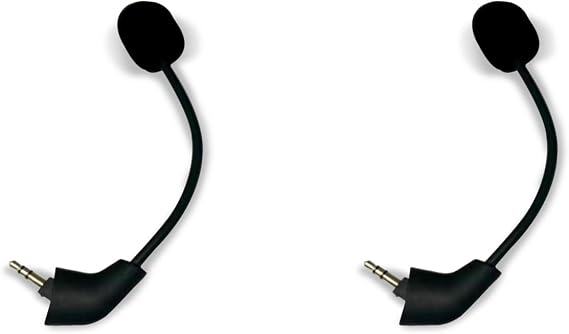 2 Pack Replacement HyperX Game Mic 3.5mm Microphone Boom for Kingston HyperX Cloud, Cloud X, Cloud 2 II, Cloud Core and Cloud Pro Silver Gaming Headsets