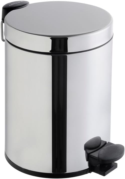 VitrA Arkitekta A44012 Çöp Kovası, Yavaş Kapanır, 4,5 L, Parlak Paslanmaz Çelik
