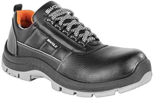 Swolx Baskılı Vidala Deri-S2 Unisex İş Güvenliği Ayakkabısı CLASS-X-10 Siyah