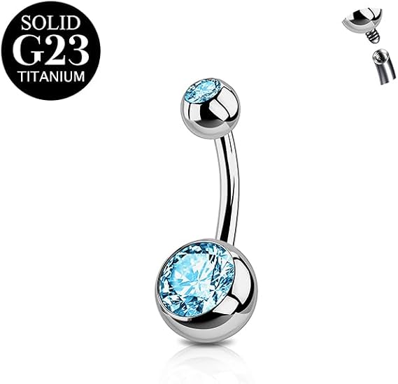 Titanium belly button bars silver 6mm 8mm 10mm 12mm 14mm 16mm bar length G23 titanium belly bars for women 1 piece 14G belly button bars solid titanium barbell pink blue CZ navel rings