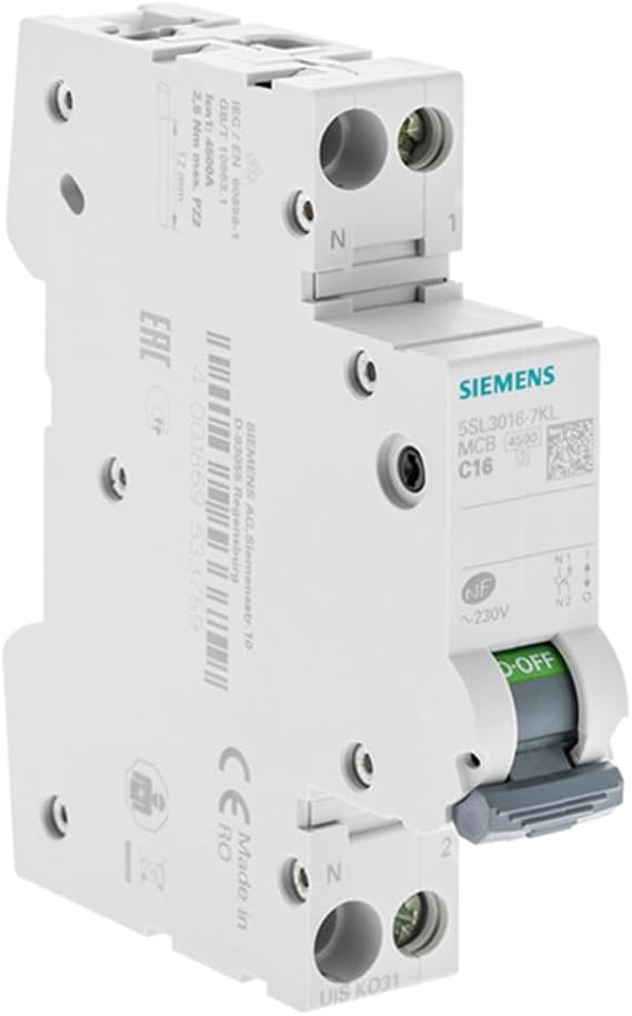 Circuit Breaker 16A Ph+N Curve C 4.5 kA 230 V