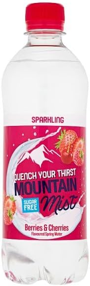 Mountain Mist Berries & Cherries Flavoured Sparkling Spring Water 500ml | Case of 12