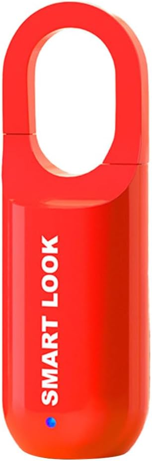 Fingerprint Padlock Mini Smart Padlock Keyless USB Charging Biometric High Security Lock for Gym Locker, Shed Locker, Storage Units, Luggages, Suitcases (Red)