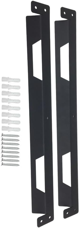 Black-Metal Mounting Brackets for Toughbuilt-StackTech Tool Storage Systems, Heavy Duty Iron Wall-Bench Trailer Fixings, Easy Install with Screws, Organise Toolbox(2PCS)
